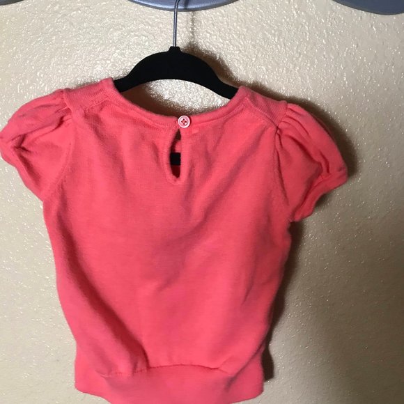 Janie & Jack Pink with flowers short sleeve knitted sweater - Picture 2 of 3